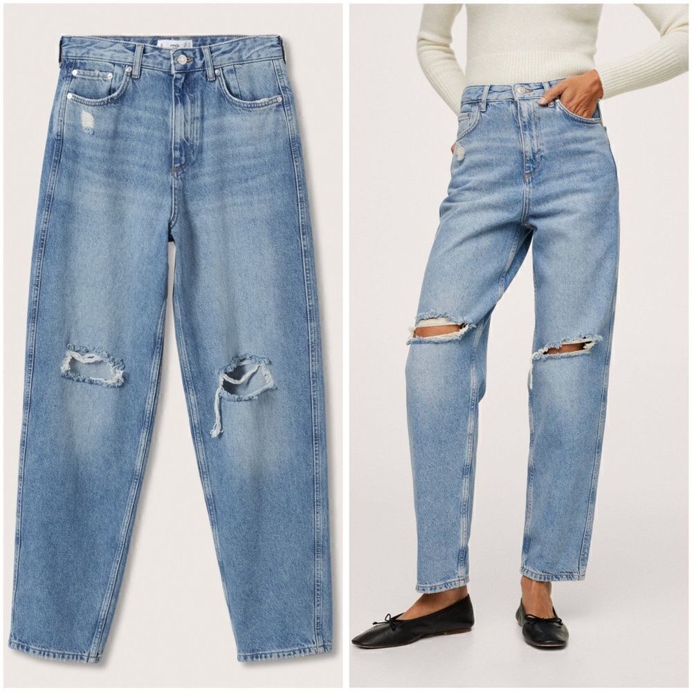 Mango High-Rise Tapered Jeans New